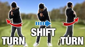Self taught golf swing techniques for beginners showing proper turn–shift–turn sequence for improving swing accuracy and balance.