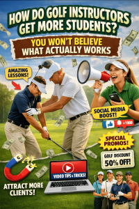 How do golf instructors get more students using marketing strategies and social media promotion