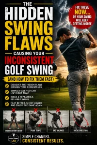 Golfer learning how to fix inconsistent golf swing fast for better ball striking and consistency