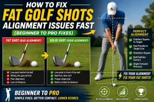 How to fix fat golf shots alignment with proper setup and ball-first contact