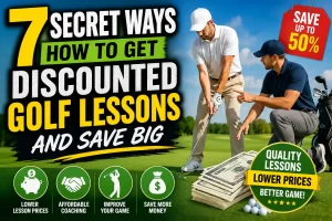 Golfer learning how to get discounted golf lessons and save money on golf coaching