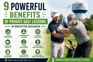 Golf instructor providing private golf lessons in Brighton Michigan to help golfers improve their swing and lower their scores.