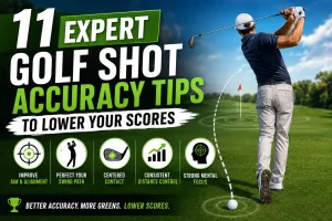 Golfer demonstrating expert golf shot accuracy tips to hit straighter shots and lower scores