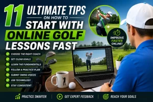 Golfer learning how to start with online golf lessons using personalized golf coaching and video swing analysis.