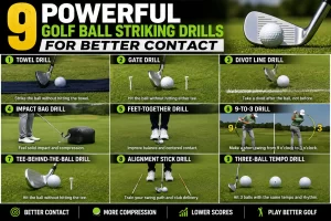 Golfer practicing golf ball striking drills for better contact and consistent iron shots