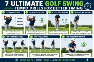 Golfer practicing golf swing tempo drills for better timing and balance