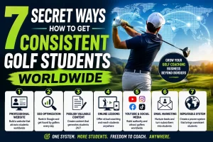 Golf instructor learning how to get consistent golf students worldwide using online coaching and digital marketing