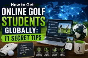 Golf instructor learning how to get online golf students globally through virtual golf coaching