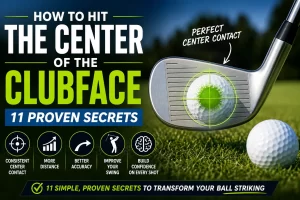 Golfer learning how to hit the center of the clubface for more consistent contact and improved golf swing accuracy
