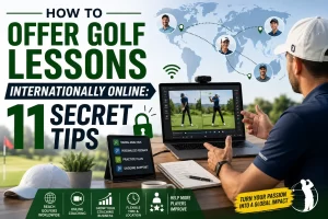 Golf instructor learning how to offer golf lessons internationally online to students worldwide