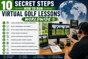 Golf instructor learning how to run virtual golf lessons worldwide using online swing analysis