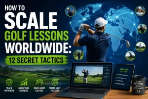 Golf instructor learning how to scale golf lessons worldwide through online coaching and global golf marketing