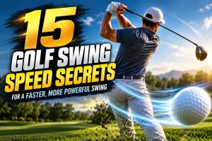 Golfer demonstrating golf swing speed techniques for a faster and more powerful swing