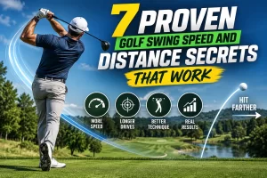 Golfer using proper golf swing mechanics to improve golf swing speed and distance