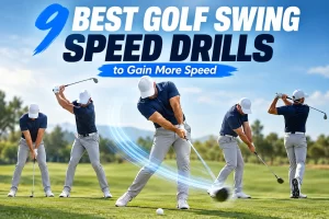 Golfer practicing golf swing speed drills to increase clubhead speed
