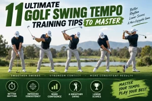 Golfer practicing golf swing tempo training to develop smoother rhythm and consistent timing