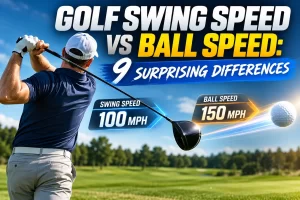 Golf swing speed vs ball speed comparison showing the difference between clubhead speed and golf ball speed